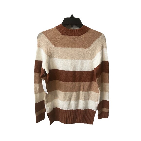 Time & Tru Sweater Women’s Size XS Rust Beige Stripe Pullover New - Picture 2 of 7